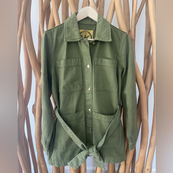 New MICHAEL KORS SMOKY OLIVE COTTON JACKET Size:M - Picture 2 of 10